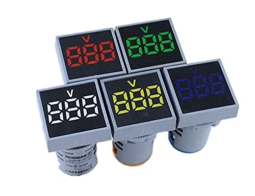 ANZOAT 22mm Mini Dijital Voltmetre Kare AC 20-500V Volt voltmetre Metre Güç LED Gösterge Lambası Ekran (Renk: Yeşil)