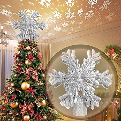 Noel Ağacı Topper ışıklı-led ışık Up ışıklı kar tanesi Noel üst Topper Projecter için taç Noel ağacı, noel / tatil