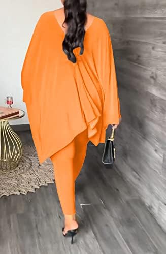 Choıchıc Kadınlar 2 Parça Kıyafetler Rahat Derin V Boyun Gevşek Fit Düzensiz Hem Uzun Kollu Üst Bodycon Uzun Pantolon