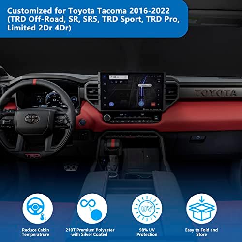 HOHUIGO Cam Güneş Gölge Pencere Güneşlik Özel Fit 2023 2022 2021 2020 2019 2018 2017 Toyota Tacoma 2Dr 4Dr kamyonet
