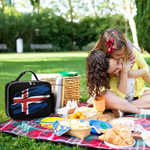 Vintage İzlanda Bayrağı Öğle Yemeği Çantası Yalıtımlı yemek kabı Kullanımlık yemek taşıma çantası Ofis İşleri için