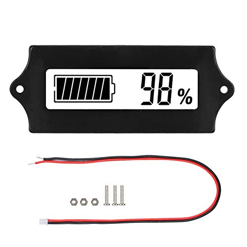 LCD Pil Göstergesi, 12-84V GY-6G Pil Gücü dijital ekran Su Geçirmez Yüzey Gerilim Metre Voltmetre İşık Alarmı ile(Beyaz)