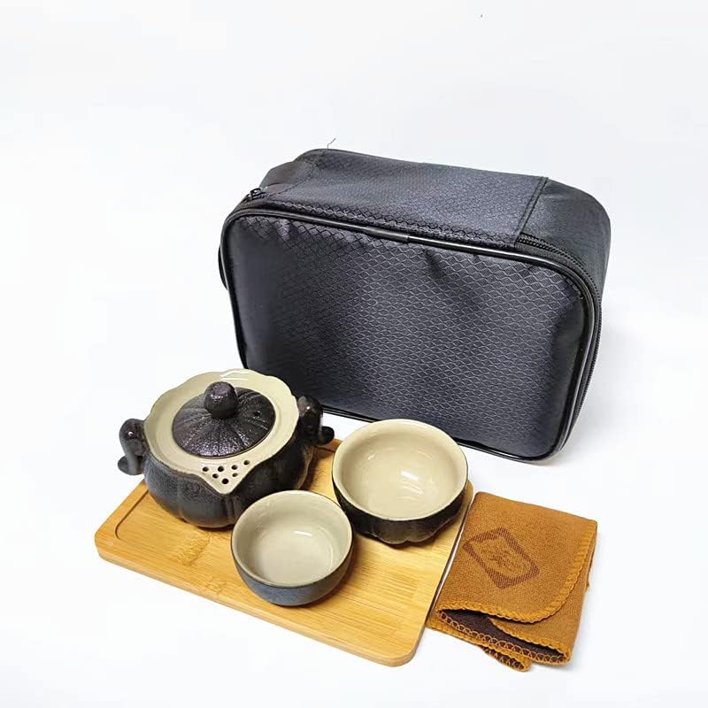 PEHOST %100 El Yapımı Çin / Japon Vintage Kungfu Gongfu Çay Seti-Porselen Çaydanlık ve Çay Fincanı ve Bambu Çay Tepsisi