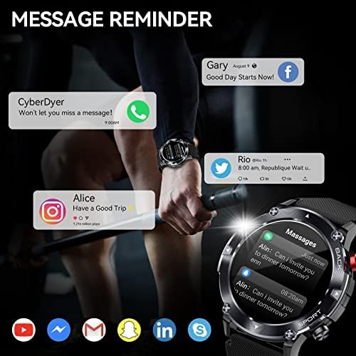 CyberDyer Erkekler için akıllı Saat (Çağrı Alma/Arama) Kalp Atış Hızı Uyku Takibi ile 1.32 inç HD Taktik Spor İzci