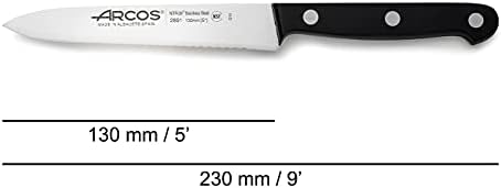 ARCOS Soyma Bıçağı 5 İnç Paslanmaz Çelik. Kesme ve Doğrama için Tırtıklı Domates Bıçağı. Ergonomik Polioksimetilen