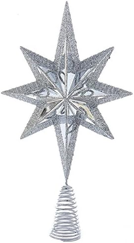 Kurt Adler Noel Yıldız Mini Ağacı Topper Yıldız Patlama 6.75 inç Gümüş