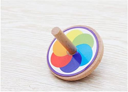 Ckhvevr Ahşap Spin Üstleri Renkli Kartonlu Dönen Top Oyuncak Çocuklar için Dönen Üstler Ahşap Jiroskoplar Oyuncak