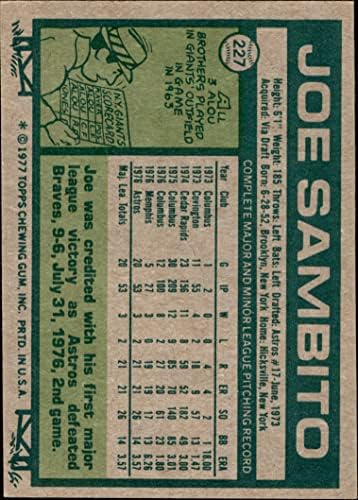 1977 Topps 227 Joe Sambito Houston Astros (Beyzbol Kartı) NM Astros
